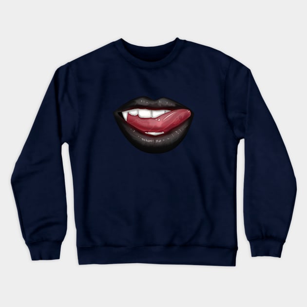 Vampire Lips - Black Crewneck Sweatshirt by adamzworld